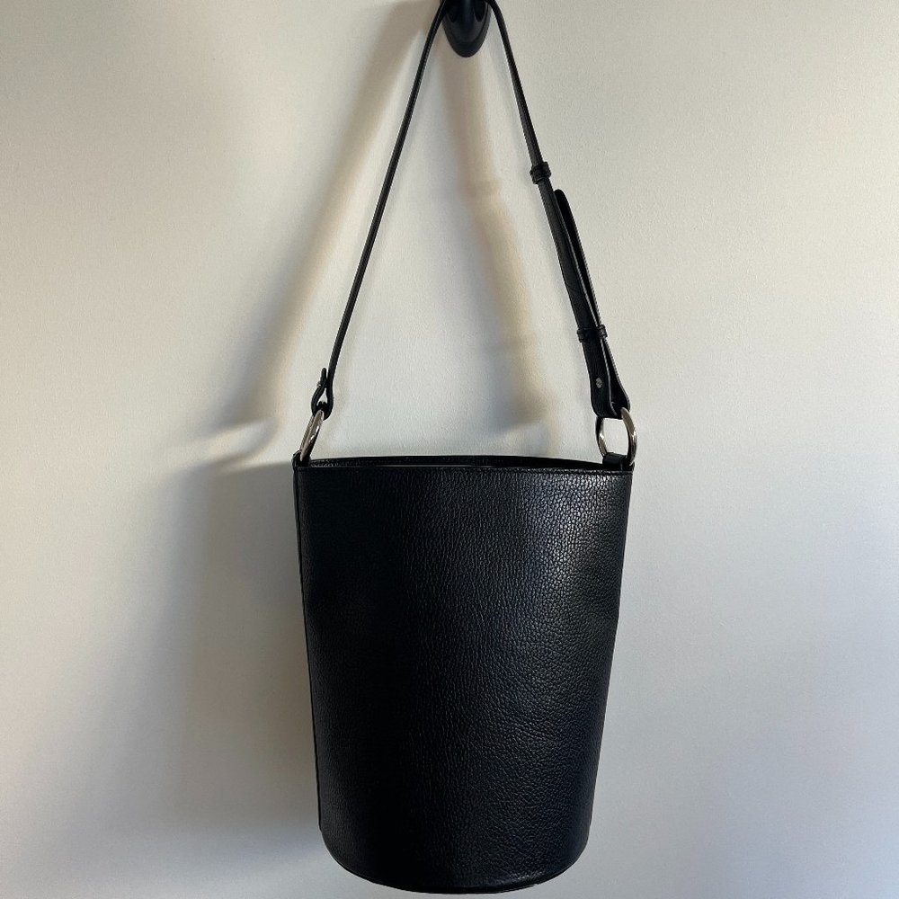 Hyer Goods Black Leather Bucket Shoulder Bag